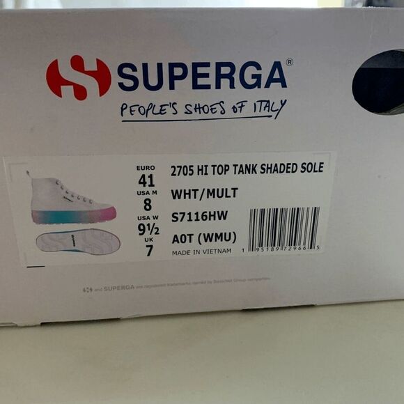 Superga Rainbow Platform Sneakers White Canvas Pastel Gradient Coquette Size 9.5 - Picture 4 of 4